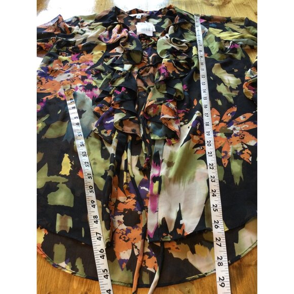 NWT Cabi Tie Front Top Kimono Blouse Cardigan Size XS Dark Floral Sheer - Picture 10 of 12
